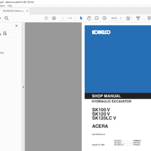 Kobelco SK100 V SK120 V SK120LC V Hydraulic Excavator Shop Manual - PDF DOWNLOAD