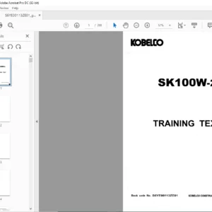 Kobelco SK100W-2 TRAINING  TEXT Hydraulic Excavators Parts Manual - PDF DOWNLOAD