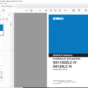 Kobelco SK115DZLC IV SK120LC IV Hydraulic Excavator Service Manual - PDF DOWNLOAD