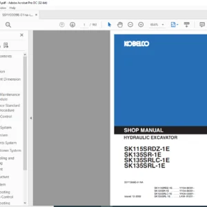 Kobelco SK115SRDZ-1E SK135SR-1E SK135SRLC-1E SK135SRL-1E Hydraulic Excavator Shop Manual