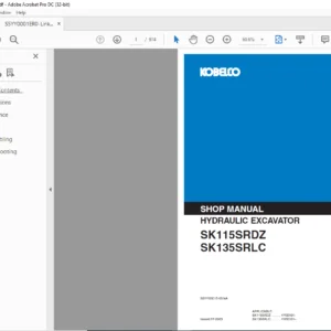 Kobelco SK115SRDZ SK135SRLC Hydraulic Excavator Shop Manual - PDF DOWNLOAD