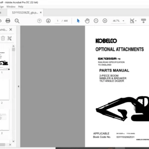 Kobelco SK135SR-1E Optional Attachments Parts Manual - PDF DOWNLOAD