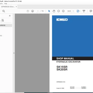 Kobelco SK15SR SK20SR Hydraulic Excavator Shop Manual - PDF DOWNLOAD