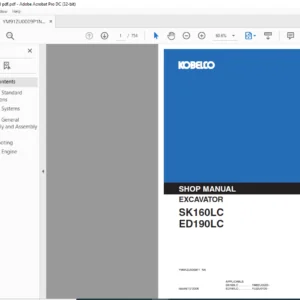 Kobelco SK160LC ED190LC Excavator Shop Manual - PDF DOWNLOAD
