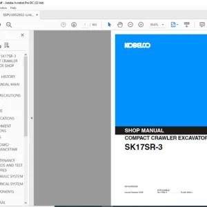 Kobelco SK17SR-3 Compact Crawler Excavator Shop Manual - PDF DOWNLOAD