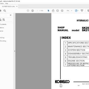 Kobelco SK200-8 SK210LC-8 Hydraulic Excavator Shop Manual - PDF DOWNLOAD