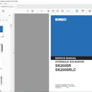Kobelco SK200SR SK200SRLC Hydraulic Excavator Service Manual - PDF DOWNLOAD