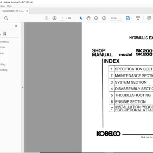Kobelco SK200SR SK200SRLC Hydraulic Excavator Shop Manual - PDF DOWNLOAD