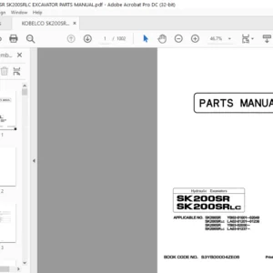 Kobelco SK200SR SK200SRLC Hydraulic Excavators Parts Manual - PDF DOWNLOAD