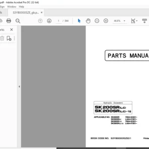 Kobelco SK200SR(LC) SK200SR(LC)-1S Hydraulic Excavators Parts Manual - PDF DOWNLOAD
