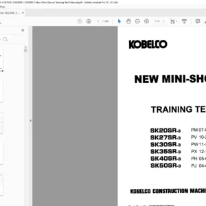 Kobelco SK20SR-3 SK27SR-3 SK30SR-3 SK35SR-3 SK40SR-3 SK50SR-3 New Mini-Shovel Training Text Manual