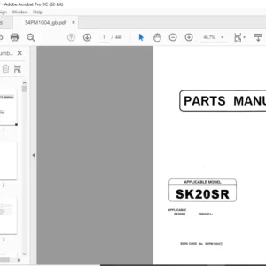 Kobelco SK20SR Hydraulic Excavators Parts Manual - PDF DOWNLOAD