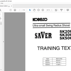 Kobelco SK20UR SK30UR-2 SK50UR-2 SAVER Ultra-Small Swing Radius Shovel Training Text Manual