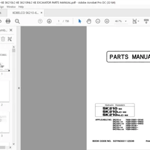 Kobelco SK210-6E SK210LC-6E SK210NLC-6E Hydraulic Excavators Parts Manual - PDF DOWNLOAD