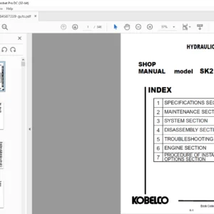 Kobelco SK210-9 Hydraulic Excavator Shop Manual - PDF DOWNLOAD