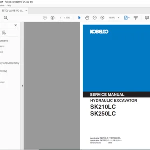Kobelco SK210LC SK250LC Hydraulic Excavator Service Manual - PDF DOWNLOAD