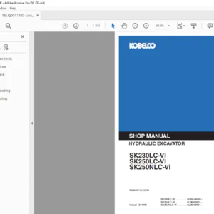 Kobelco SK230LC-VI SK250LC-VI SK250NLC-VI Hydraulic Excavator Shop Manual - PDF DOWNLOAD