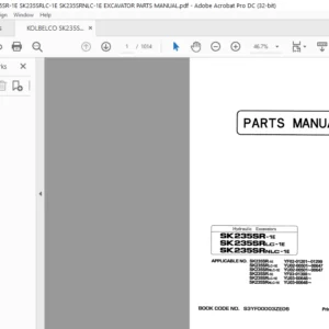 Kobelco SK235SR-1E SK235SRLC-1E SK235SRNLC-1E Hydraulic Excavators Parts Manual - PDF DOWNLOAD