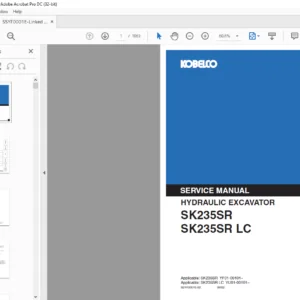 Kobelco SK235SR SK235SR LC Hydraulic Excavator Service Manual - PDF DOWNLOAD