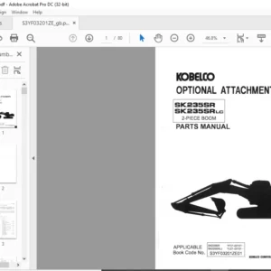Kobelco SK235SR SK235SRLC 2-Piece Boom Optional Attachments Parts Manual - PDF DOWNLOAD