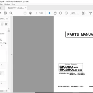 Kobelco SK250-6ES SK250LC-6ES Hydraulic Excavator Parts Manual - PDF DOWNLOAD