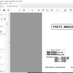 Kobelco SK250LC-6E SK250NLC-6E Hydraulic Excavators Parts Manual - PDF DOWNLOAD