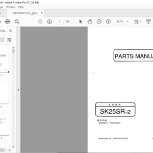 Kobelco SK25SR-2 Hydraulic Excavator Parts Manual - PDF DOWNLOAD