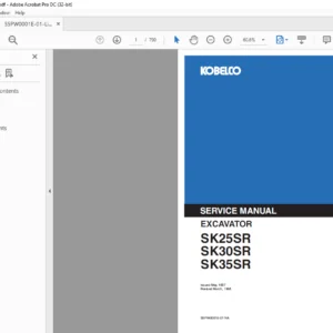 Kobelco SK25SR SK30SR SK35SR Excavator Service Manual - PDF DOWNLOAD