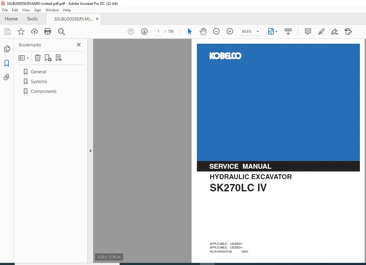 Kobelco SK270LC IV Hydraulic Excavator Service Manual - PDF DOWNLOAD - Image 2