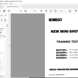 Kobelco SK27SR-3 SK30SR-3 SK35SR-3 SK50SR-3 New Mini-Shovel Training Text Manual