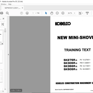 Kobelco SK27SR-3 SK30SR-3 SK35SR-3 SK50SR-3 New Mini-Shovel Training Text Manual