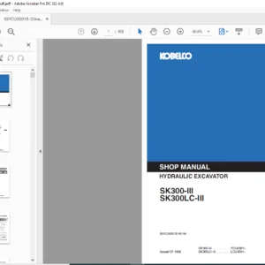 Kobelco SK300-III SK300LC-III Hydraulic Excavator Shop Manual - PDF DOWNLOAD