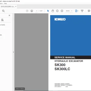 Kobelco SK300 SK300LC Hydraulic Excavator Service Manual - PDF DOWNLOAD