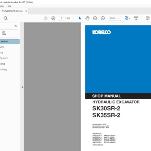 Kobelco SK30SR-2 SK35SR-2 Hydraulic Excavator Shop Manual - PDF DOWNLOAD