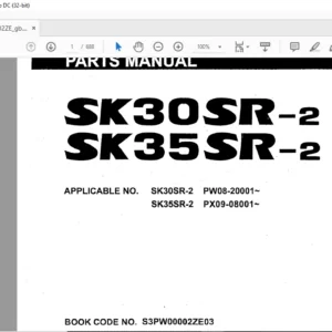 Kobelco SK30SR-2 SK35SR-2 Parts Manual - PDF DOWNLOAD