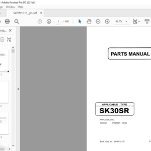 Kobelco SK30SR Hydraulic Excavators Parts Manual - PDF DOWNLOAD