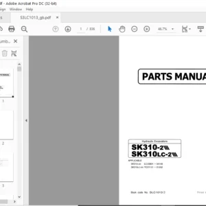 Kobelco SK310-2III SK310LC-2III Hydraulic Excavators Parts Manual - PDF DOWNLOAD