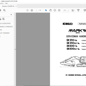 Kobelco SK310-III SK310LC-III SK430-III SK430LC-III MARK III Series Excavator Serviceman Handbook