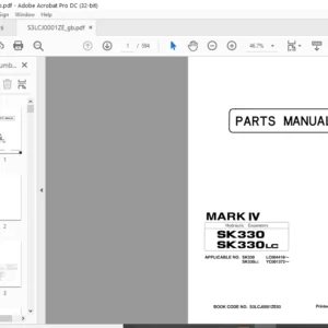 Kobelco SK330 SK330LC MARK IV Hydraulic Excavators Parts Manual - PDF DOWNLOAD