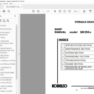 Kobelco SK350-9 Hydraulic Excavator Shop Manual - PDF DOWNLOAD