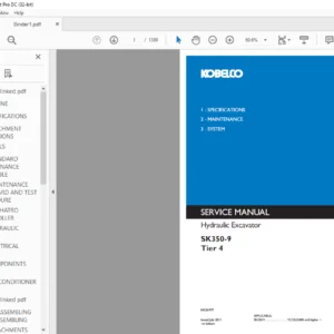 Kobelco SK350-9 Tier 4 Hydraulic Excavator Service Manual - PDF DOWNLOAD