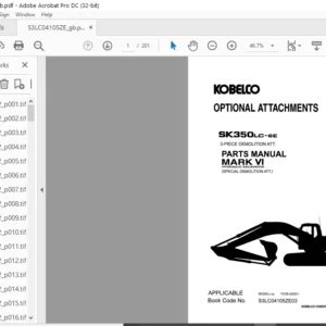 Kobelco SK350LC-6E Optional Attachments MARK VI Parts Manual - PDF DOWNLOAD