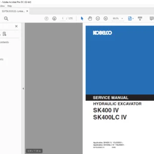 Kobelco SK400 IV SK400LC IV Hydraulic Excavator Service Manual - PDF DOWNLOAD