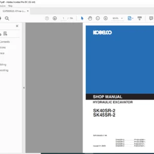 Kobelco SK40SR-2 SK45SR-2 Hydraulic Excavator Shop Manual - PDF DOWNLOAD