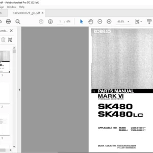 Kobelco SK480 SK480LC MARK VI Hydraulic Excavator Parts Manual - PDF DOWNLOAD