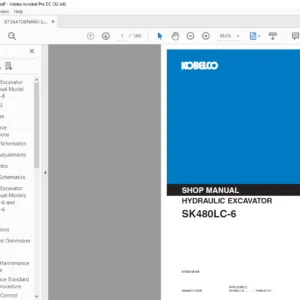 Kobelco SK480LC-6 Hydraulic Excavator Shop Manual - PDF DOWNLOAD