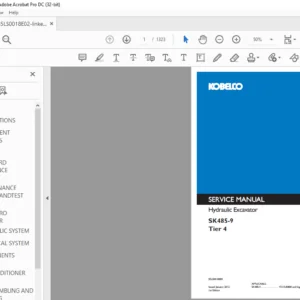 Kobelco SK485-9 Tier 4 Hydraulic Excavator Service Manual - PDF DOWNLOAD