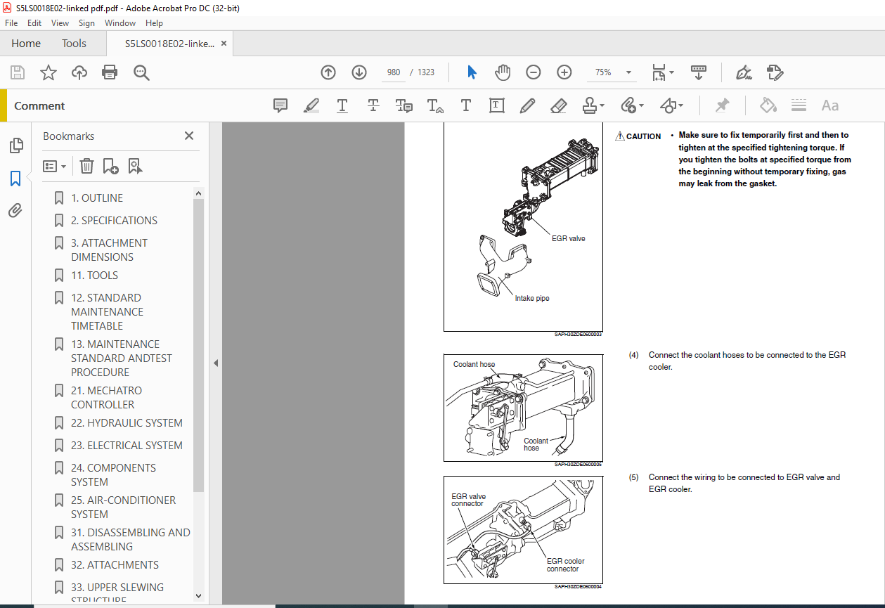 Kobelco SK485-9 Tier 4 Hydraulic Excavator Service Manual - PDF ...