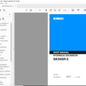 Kobelco SK50SR-5 Hydraulic Excavator Shop Manual - PDF DOWNLOAD