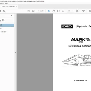 Kobelco SK60 SK100 SK120 SK120LC SK200 SK200LC SK220LC Mark III Series Excavator Serviceman Handbook